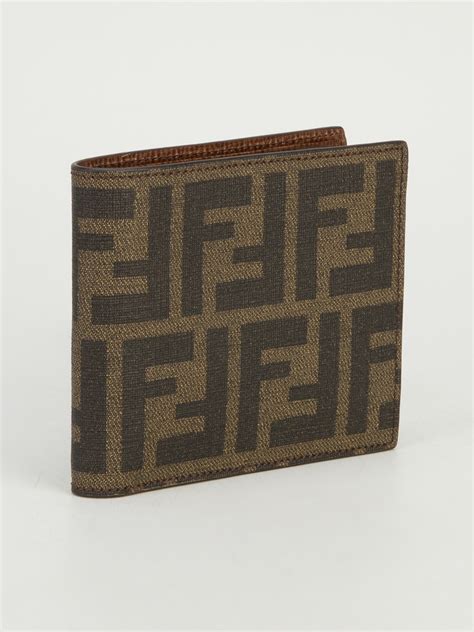 brown leather fendi|Fendi leather printed bifold wallet.